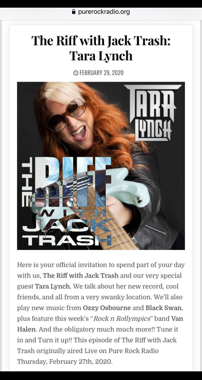 TARA LYNCH on Pure Rock Radio's "The Riff with Jack Trash" Show